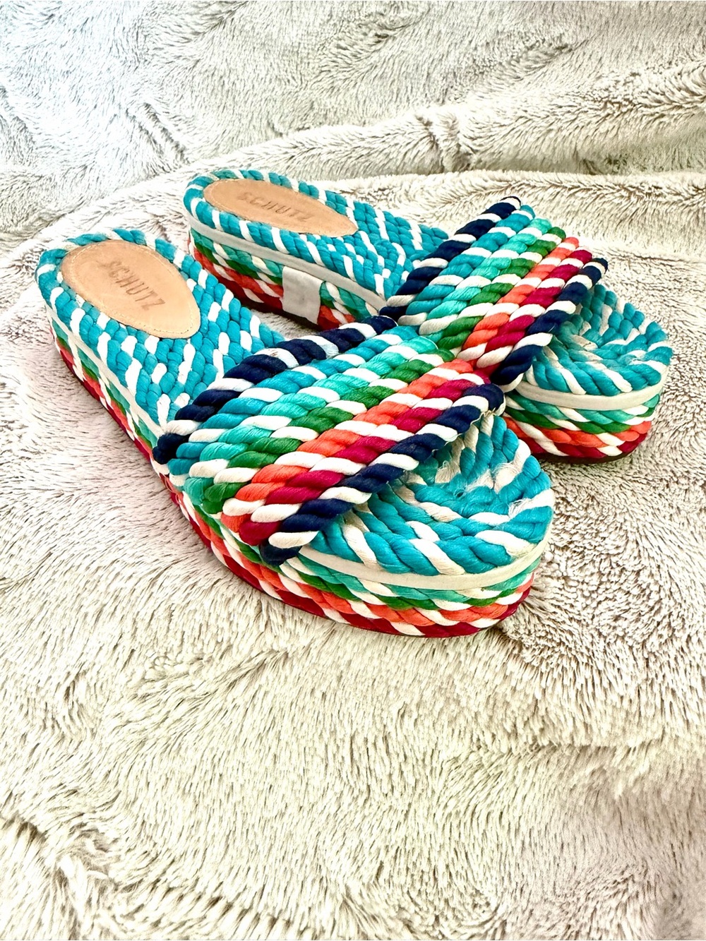 SCHUTZ Multicolor Rope Platform Slide Sandals